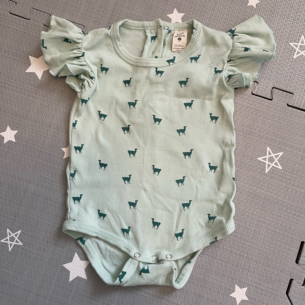 BOGO Kate Quinn - Llama Skinny Rib Ruffle Shoulder - 12-18 months